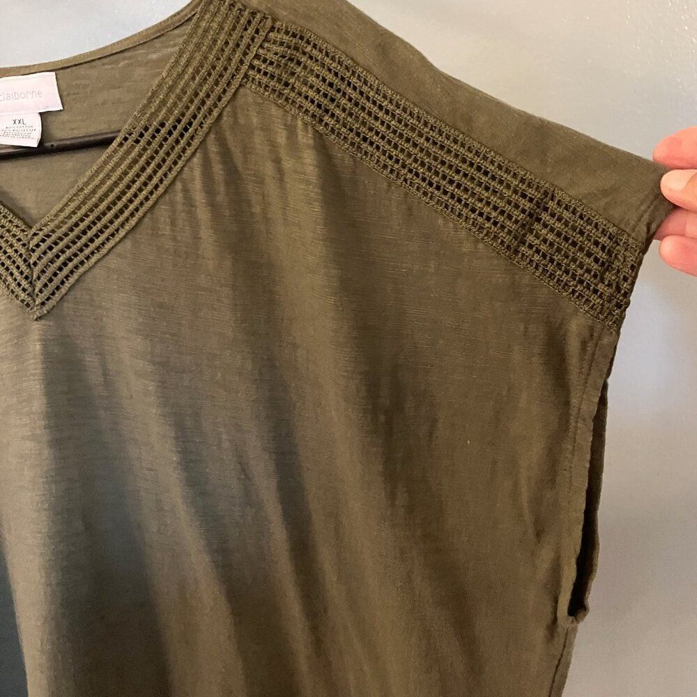 Liz Claiborne Womens Plus XXL Dark Green Sleeveless Tunic - Picture 5 of 6
